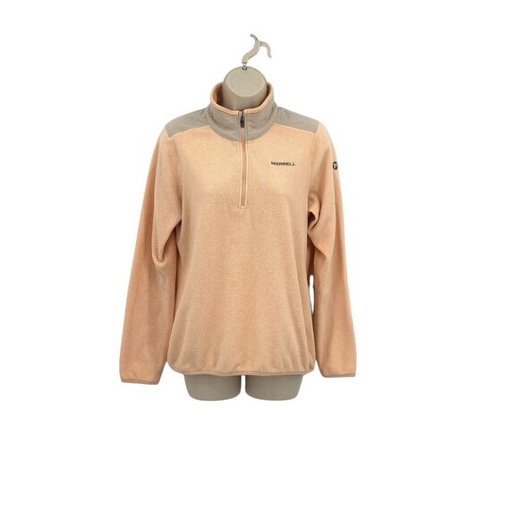 Merrell Womens Terrain Fleece 1/4 Zip Fleece Pullover Size Small Top Peach Gray - Picture 15 of 16